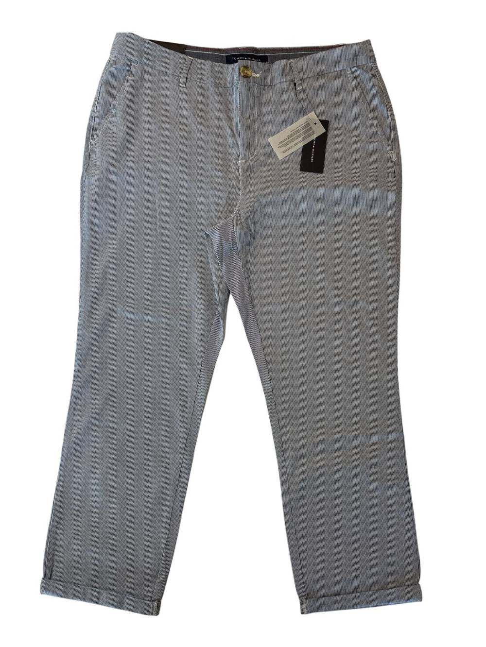 Tommy Hilfiger Pinstripe Slim Chino in Blue and White